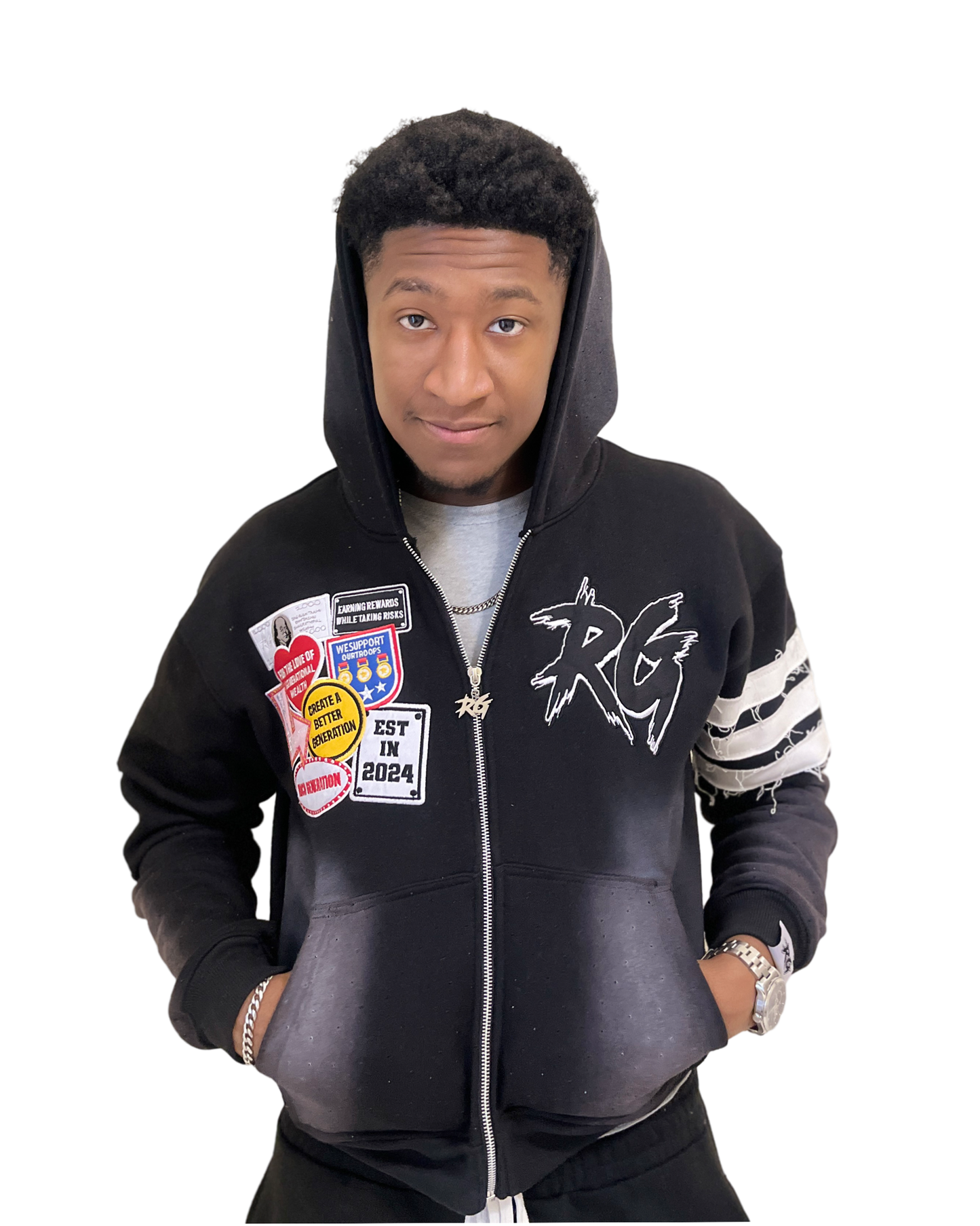 Box Fit Patch Black Zipup