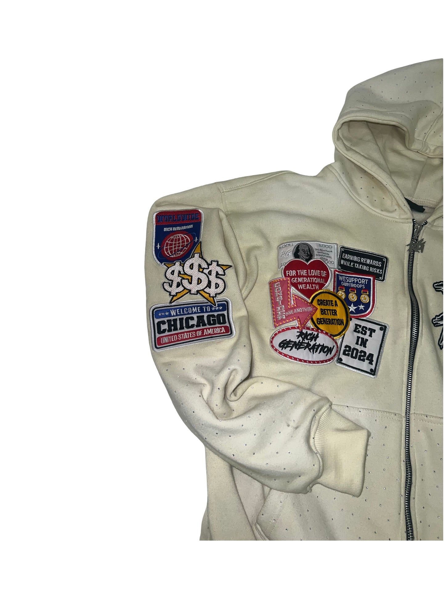 Box Fit Patch Beige Zipup