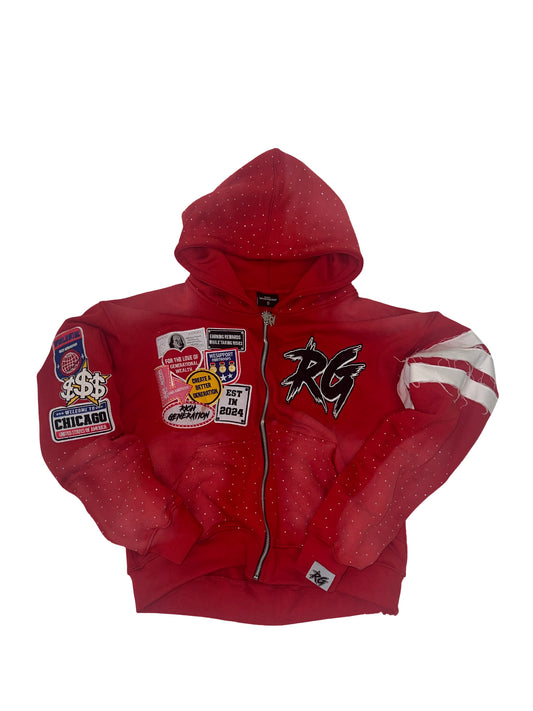 Box Fit Patch Red Zipup