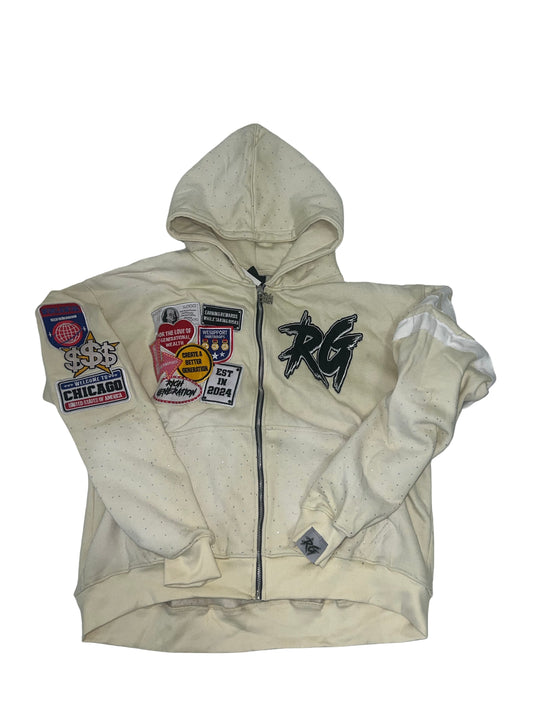 Box Fit Patch Beige Zipup